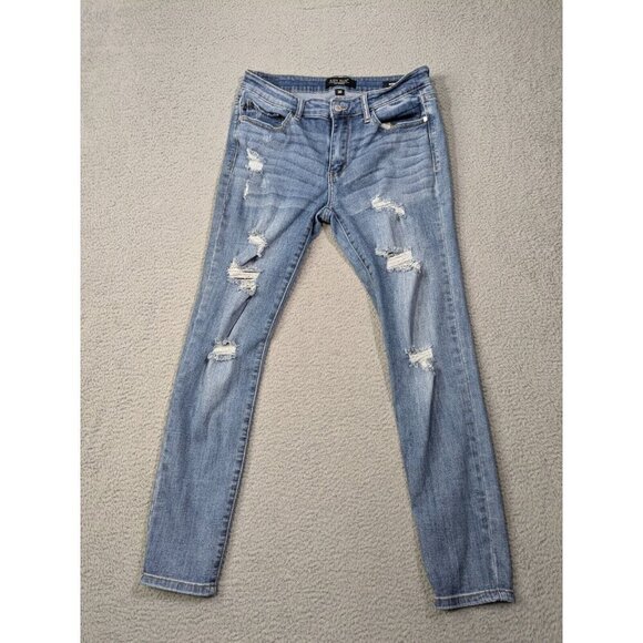 Judy Blue Jeans Womens 30 Skinny Fit Distressed Destroyed Stretch Blue - Picture 1 of 12